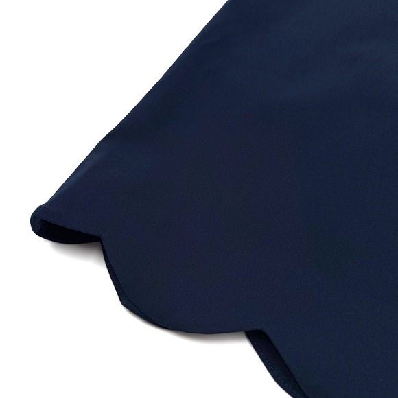 J. McLaughlin Women’s Cameron Scallop Hem Skirt Vista Navy Blue Size 14 Stretchy - Picture 4 of 9